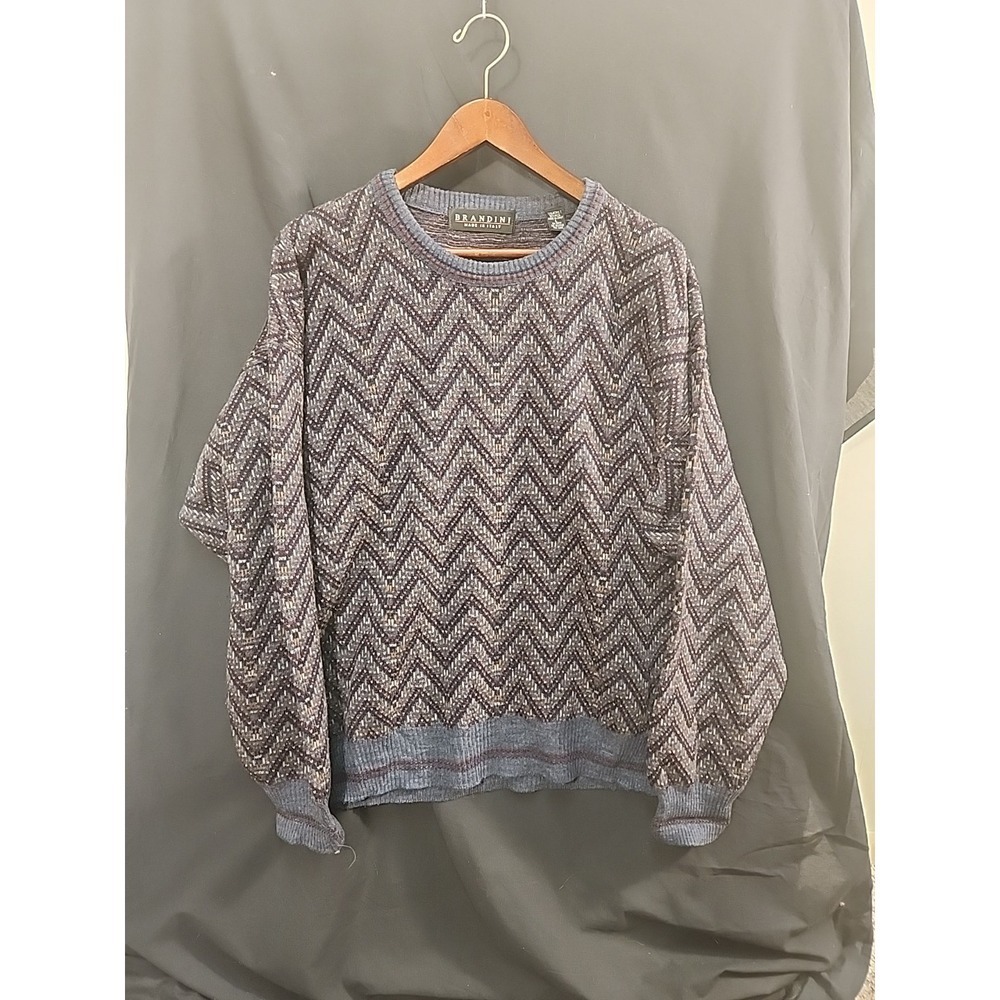 Brandini Men's Knit Sweater Wool Blend Lightweight Crew Size Large Italy Made